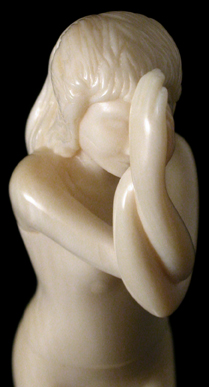 Close-up of head and hands